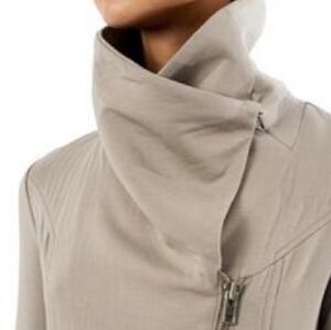 Helmut Lang High-Collar Zip Sweater Jacket - Beige